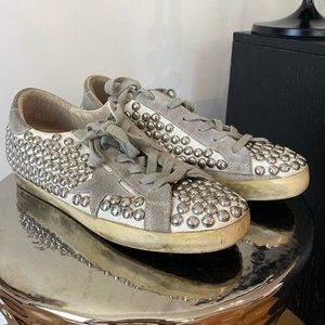 GOLDEN GOOSE STUDDED SUPERSTAR SNEAKERS SIZE 38